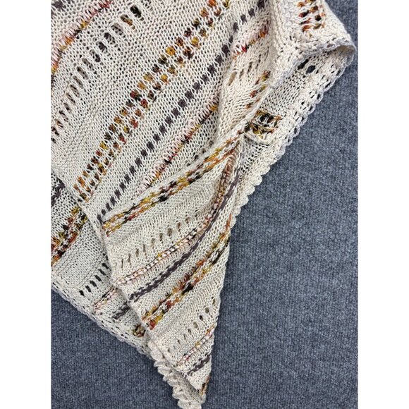Moth Poncho Wrap Womens One Size Ivory Multicolor Knit Crochet Boho Ruana Cape - Picture 5 of 8